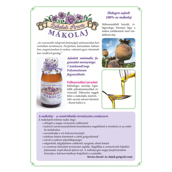 Hidegen sajtolt 100%-os mákolaj 500ml