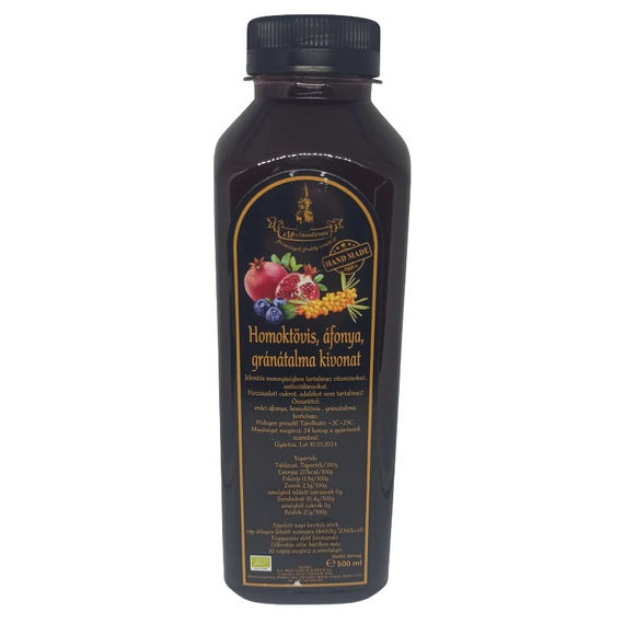 Erdélyi homoktövis, áfonya, gránátalma kivonat 100% - 500 ml (hidegen préselt)