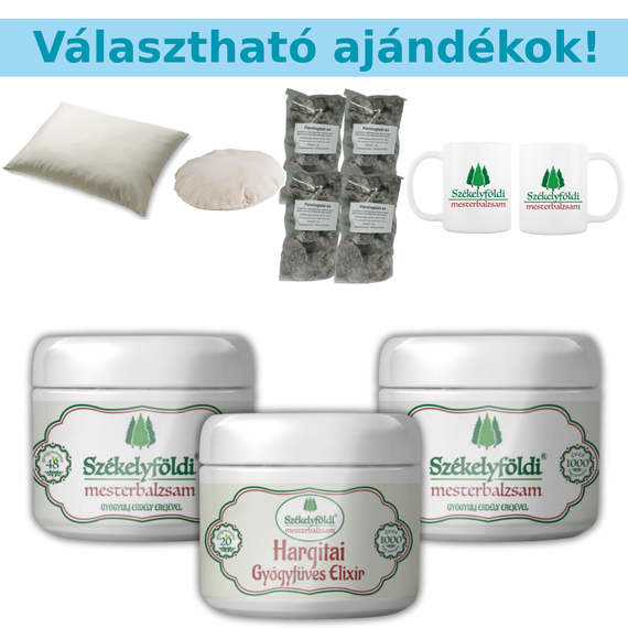 1 Hargitai Gyógyfüves Elixír és 2 Székelyföldi Mesterbalzsam 48 gyógynövénnyel – 250ml/db + 1 Választható ajándék