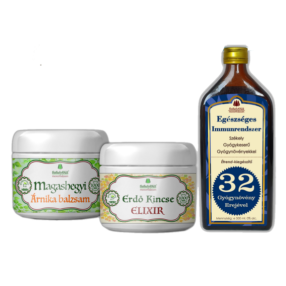 1 Magashegyi ÁRNIKA Balzsam 250ml - 1 Erdő Kincse ELIXIR 250ml - Egészséges Immunrendszer – Székely Gyógykeserű 500ml (Alkoholmentes)