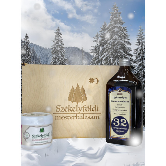 Székelyföldi Mesterbalzsam fa díszdoboz (Gyógykeserűnek + Balzsamnak)