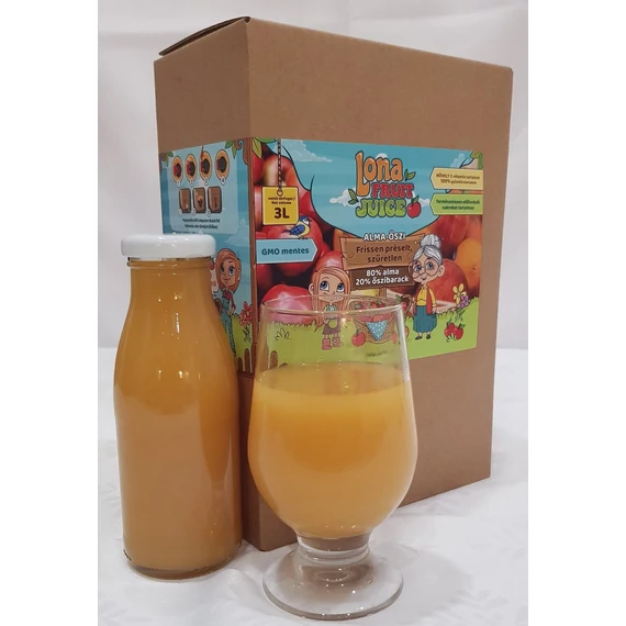 Lona Love natural 100% gyümölcslé (20% őszibarack – 80% alma) - 3 liter (Frissen préselt, szűretlen) 