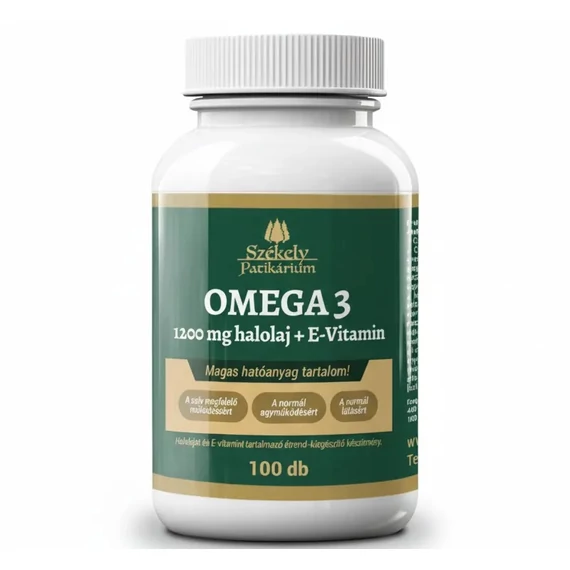 Székelyföldi Patikárium Omega-3 Halolaj 1200 mg + E-vitamin – 100 db lágyzselatin kapszula